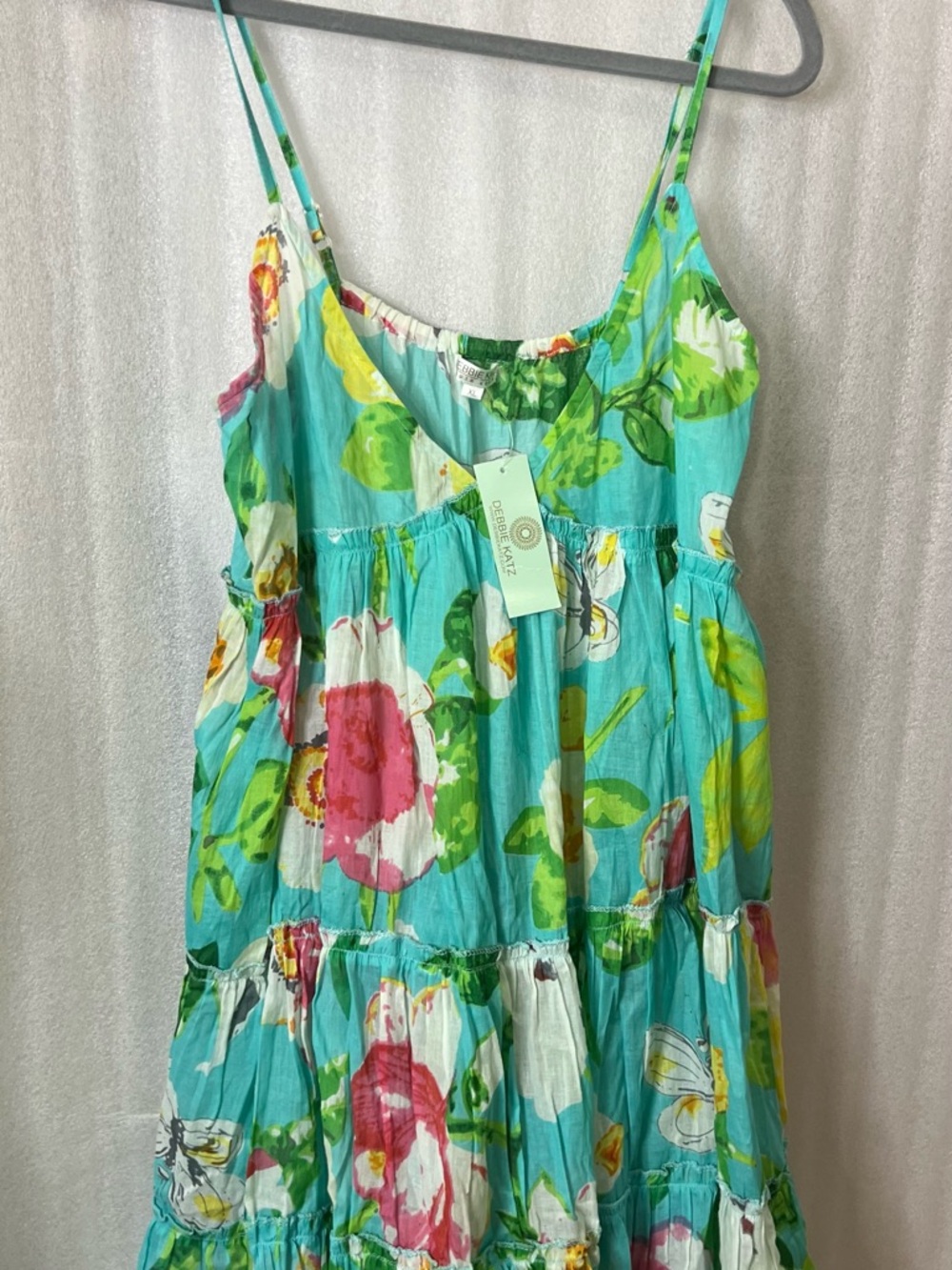 Turquoise Floral Tiered Mini Sundress